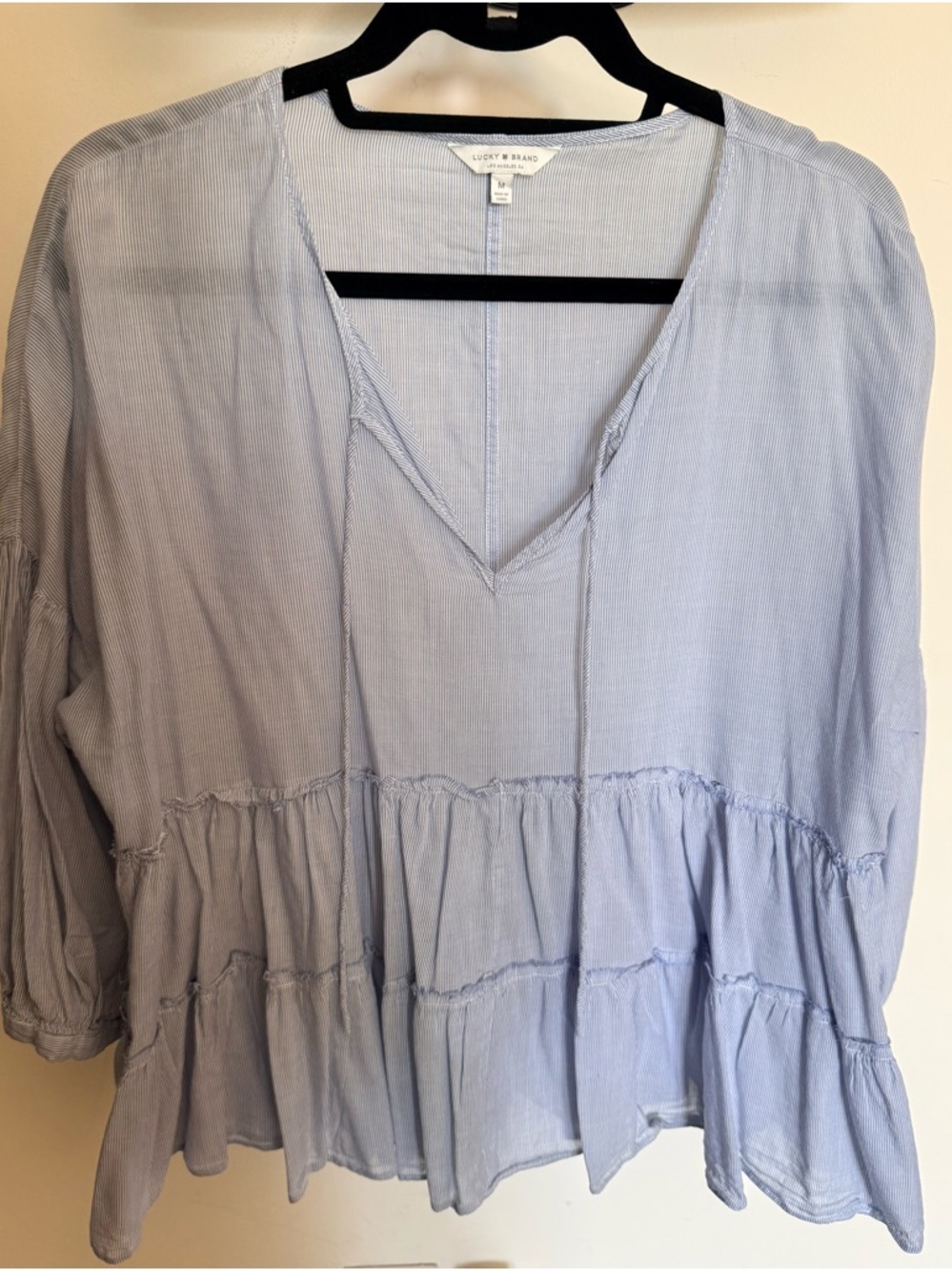Lucky Brand Light Blue Tiered Peasant Tunic